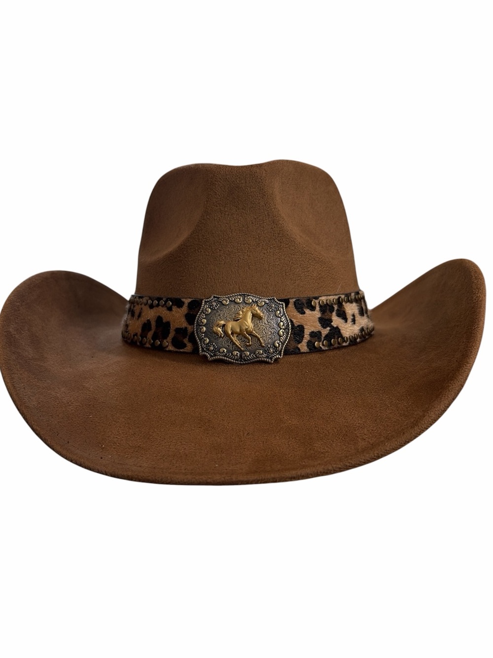 Western hat cowboy cowgirl leopard accent golden horse NWT